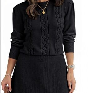 Black Cable Knit Sweater Dress